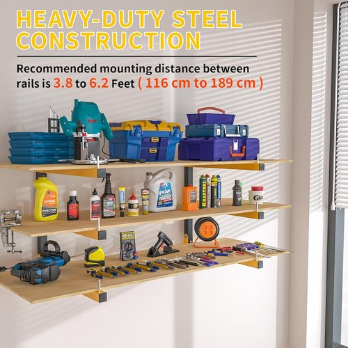 Lumber Storage Rack - Heavy Duty Wall Mount Organizer with 9-Level System | 1080 LB Capacity