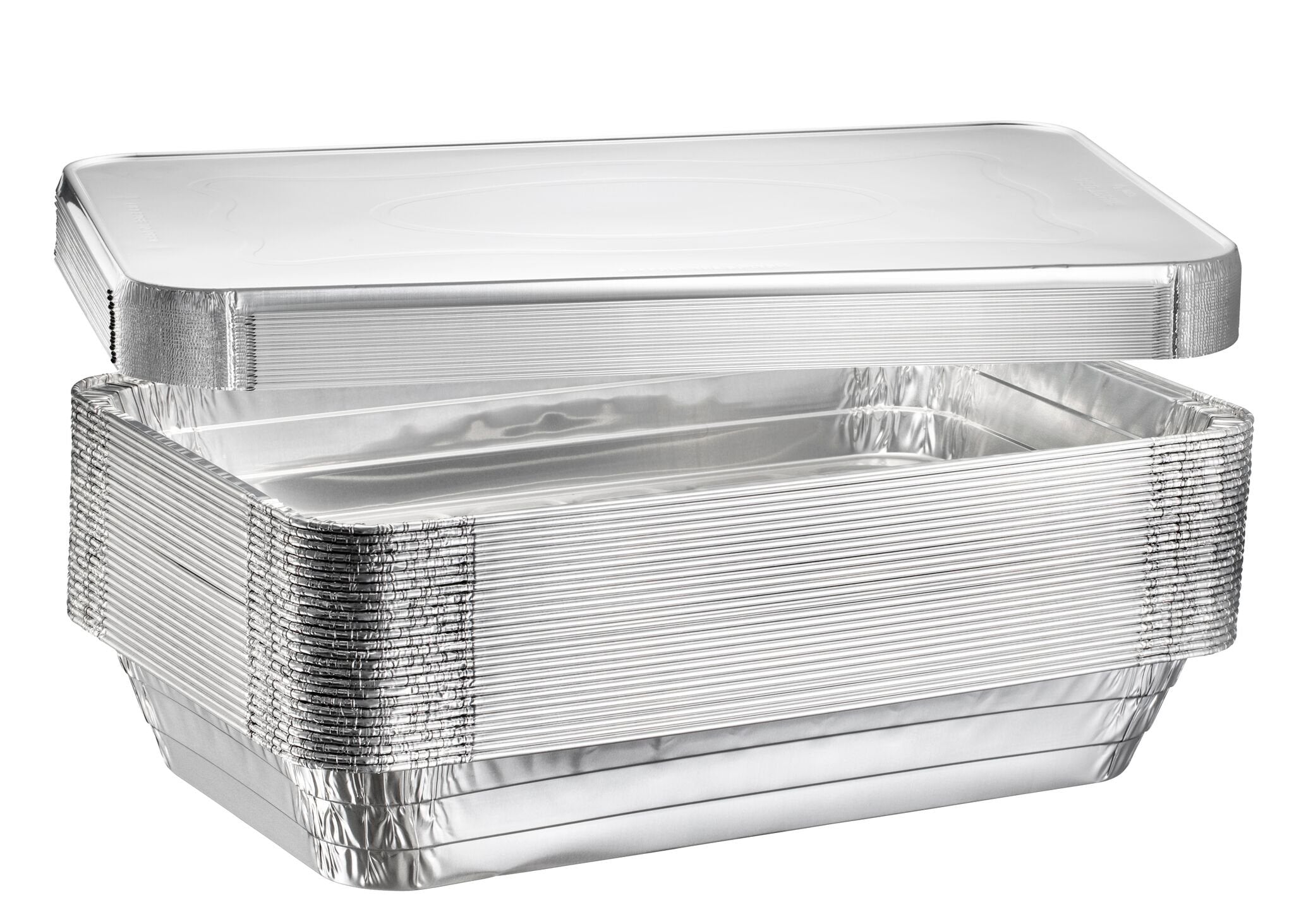 Plastible Full Size Deep Steam Aluminum Table Pans - Disposable to go Foil Pans for Chafing, Baking, Storing and Catering Containers (21” x 13” x 3”) (10, With Lids)