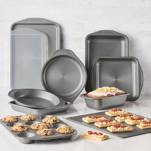 Circulon Nonstick Bakeware Set - 10-Piece Metal Baking Pans in Stylish Gray Finish