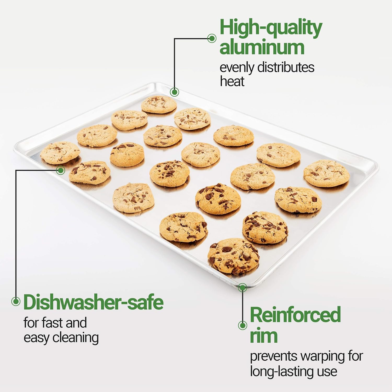 Restaurantware Met Lux Heavy-Duty 18 x 26 Inch Baking Sheet - Perfect for Cookies, Pastries & Pizzas