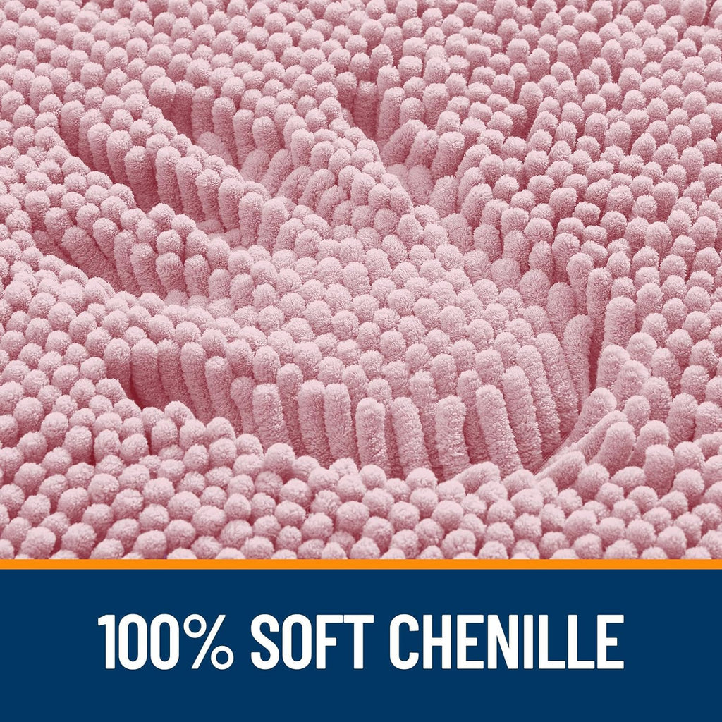 OLANLY Bathroom Rugs - Extra Soft Chenille Bath Mats with Rubber Backing | Quick Dry, Machine Washable, 34x21, Dusty Rose