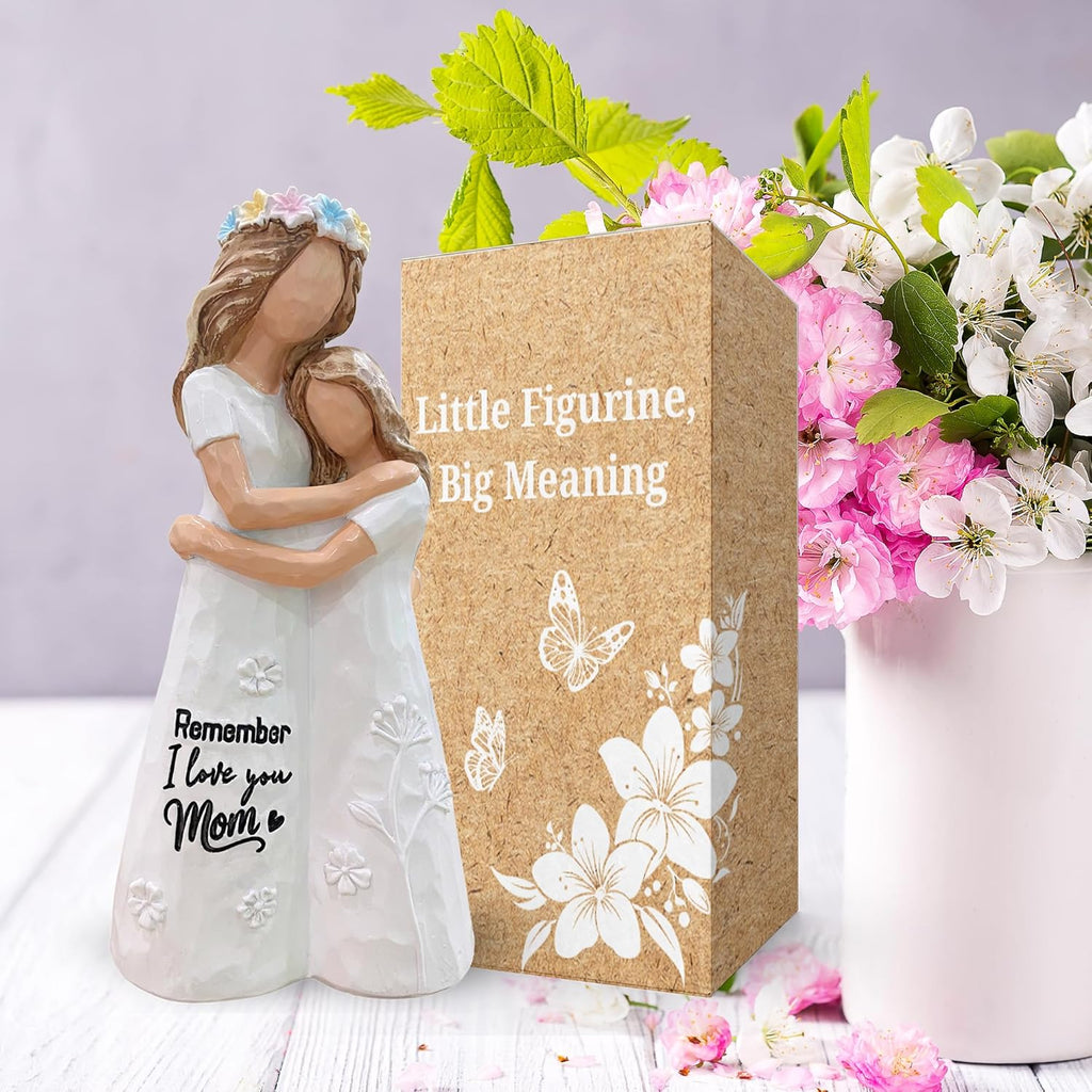 Mother Daughter Figurine, Statue - Mothers Day Figurines for Mom Daughter - I Love You Mom Gifts for Mothers Day, Valentine, Christmas - Mother and Daughter Embracing Hand-Painted Resin Sculpture 5.7"