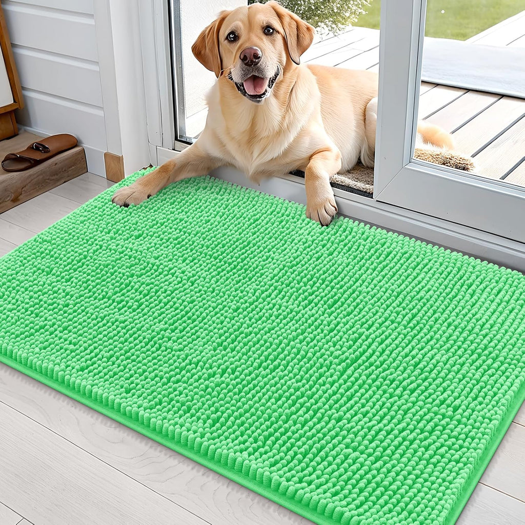 OLANLY Dog Door Mat - Absorbent Non-Slip Washable Doormat for Muddy Paws | 36x24 Mint Green