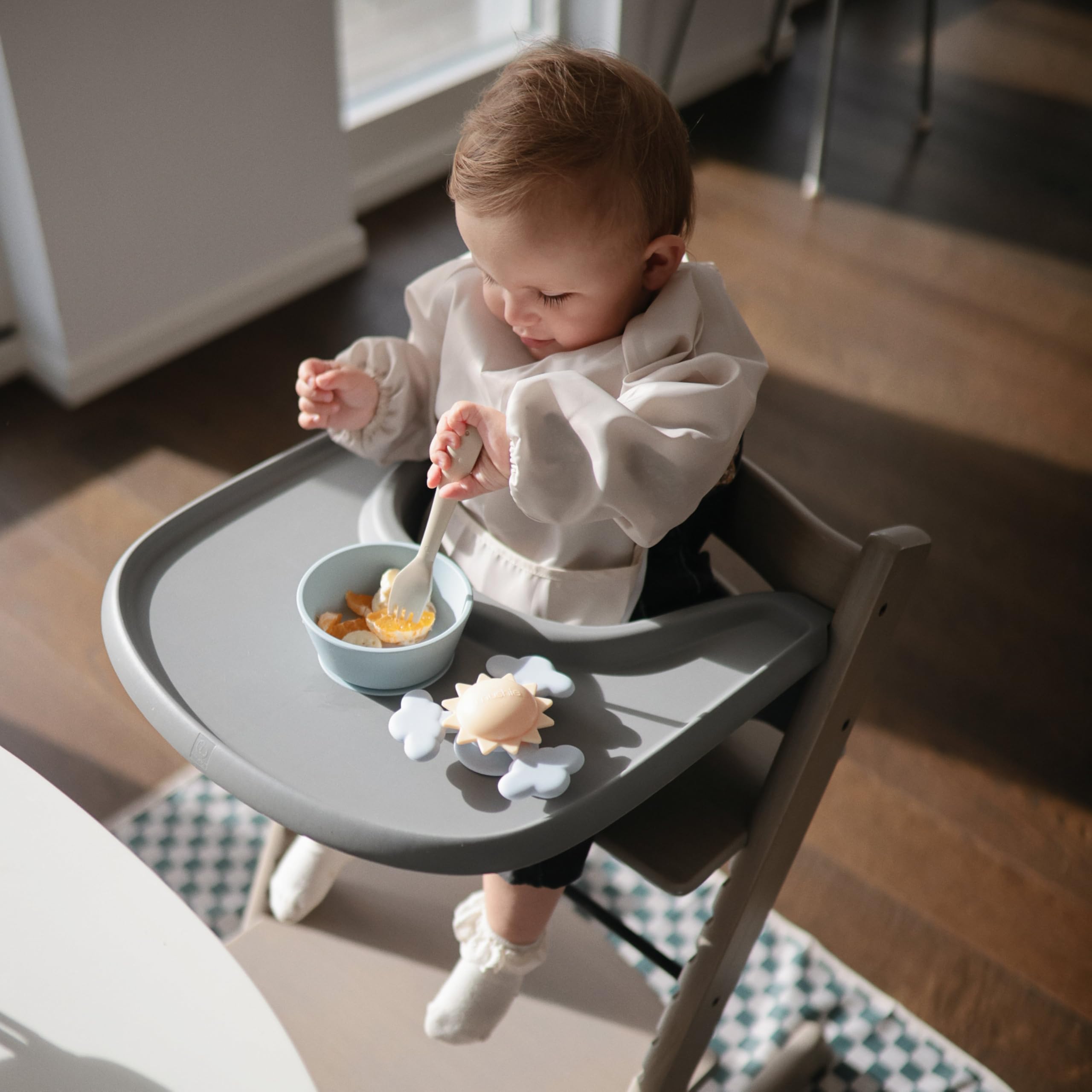 mushie Dinnerware Cutlery Set of 3 For Kids | Made in Denmark (Ivory)