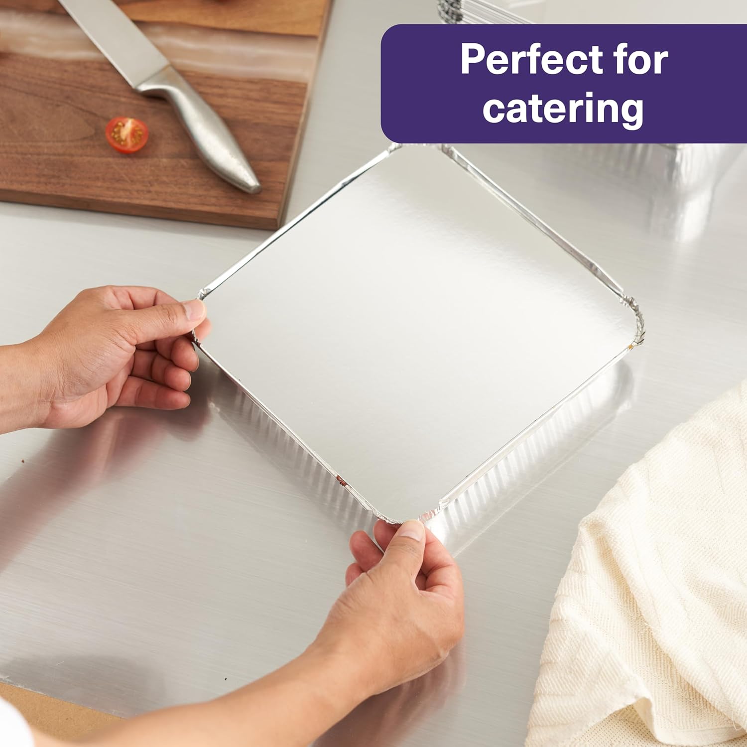 Matana 9-Inch Square Aluminum Pans with Lids - 25 Pack Disposable Foil Baking Trays & Food Containers