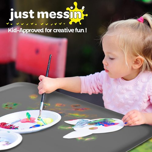 Just Messin’ Silicone Art Mat - Reusable Non-Slip, Heat-Resistant Design with Raised Edges | 16"x26", Gray