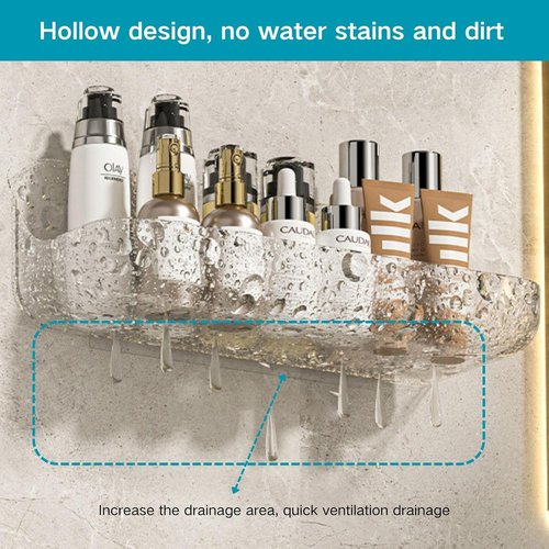 Acrylic Wall Mounted Shelves - 2 PCS Transparent Bathroom Storage | Non-Drilled Adhesive Design