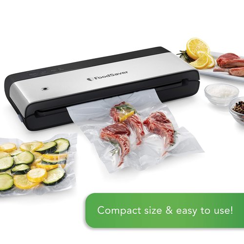 FoodSaver Vacuum Sealing Machine and Bags Bundle | PowerVac Compact Vacuum Sealer + Custom Fit Bags