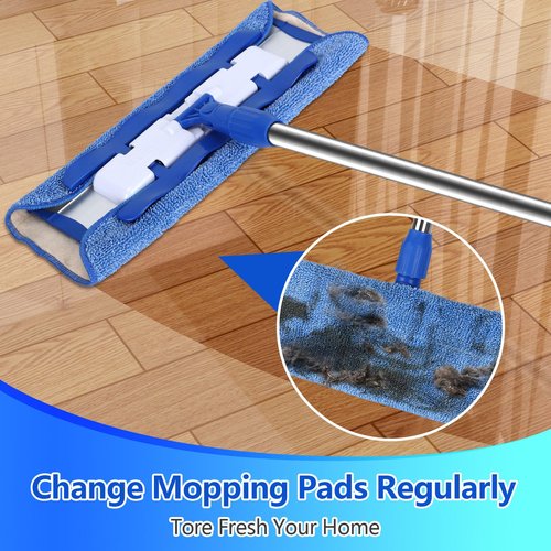 Yicotira Microfiber Cleaning Cloth Compatible with MR SIGA Professional Microfiber Mop - Professional Reusable Flat Mop Refills - Mop Pads Replacement for Hardwood Cleaning (4 Pack)