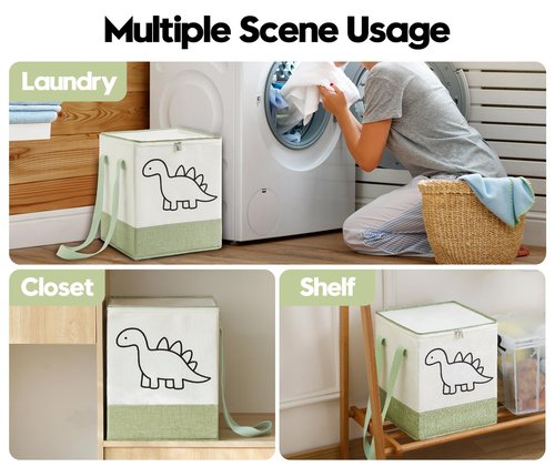 Qozary Kids Hanger Organizer Bag - Rigid Baby Hanger Storage Containers with Lid for Dustproof, Organizers and Storage Box for Closet Laundry Room, Foldable Bin with Carry Handle for Space Saver