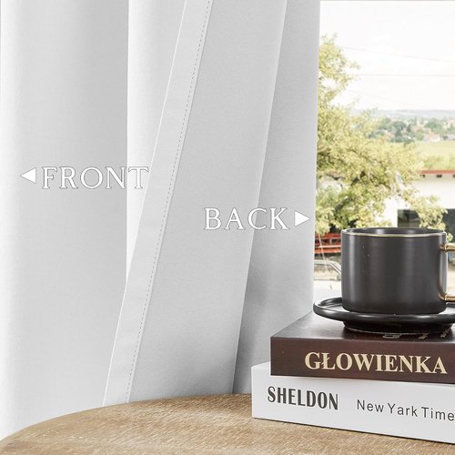 ChrisDowa 100% Blackout Curtains - Pure White Thermal Insulated Grommet Drapes | 63 Inches Long, 2 Panels