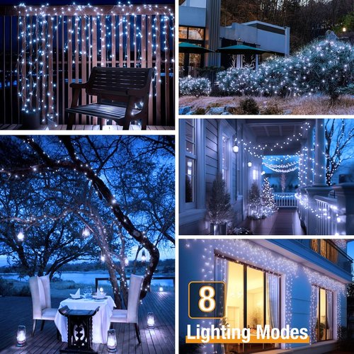 Btfarm Solar String Lights - 320 LED 132FT Waterproof Fairy Lights with 8 Modes | Copper Wire Twinkle for Outdoor Decor