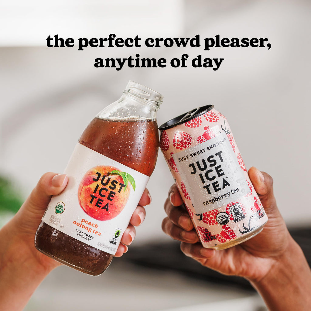 Just Ice Tea, Lemon Flavored Black Iced Tea, 12-Pack (12oz Cans), USDA Certified Organic, Real Brewed, Low Calorie, No Artificial Sweeteners, Fair Trade, Made in USA.