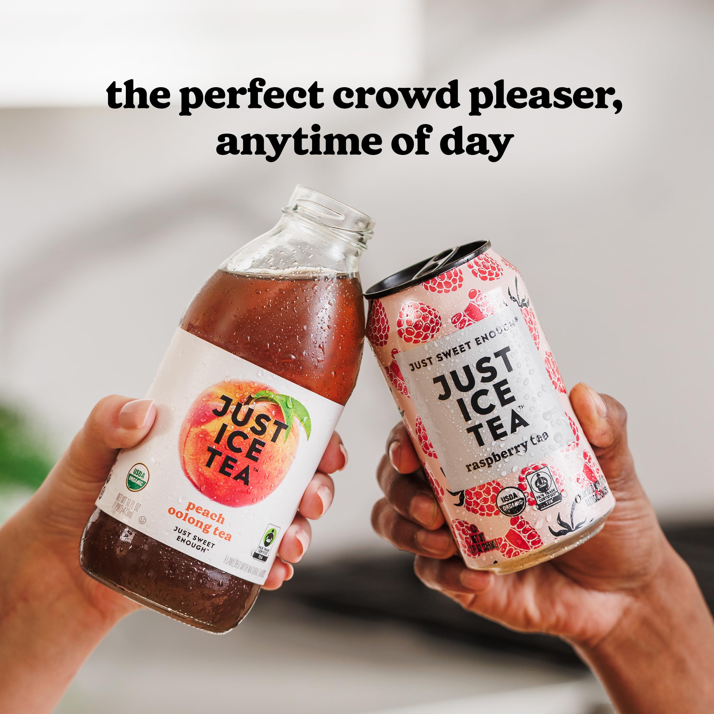 Just Ice Tea, Lemon Flavored Black Iced Tea, 12-Pack (12oz Cans), USDA Certified Organic, Real Brewed, Low Calorie, No Artificial Sweeteners, Fair Trade, Made in USA.