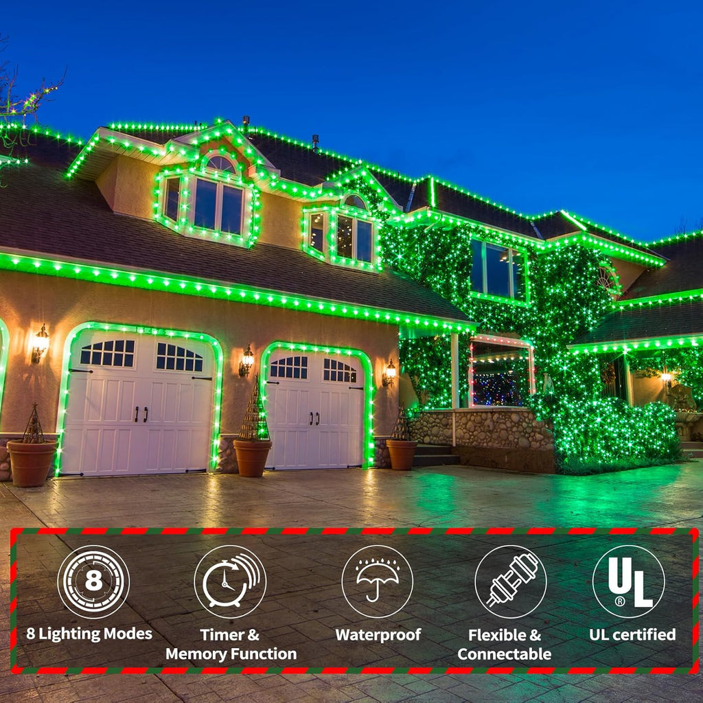 Skiennix 150ft LED Rope Lights - Waterproof & Flexible Tube Lights with 8 Modes | Green for Outdoor & Indoor Decor