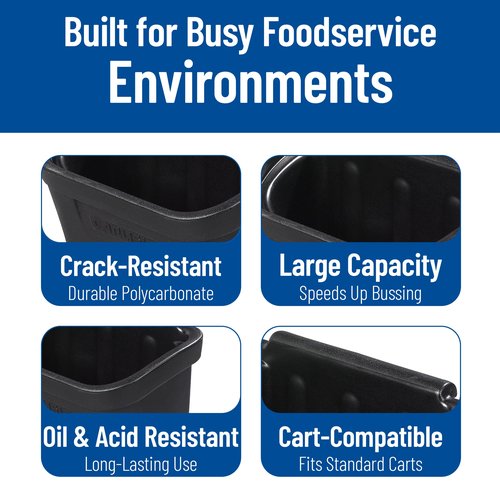 Carlisle FoodService Products CC11SH03 Polycarbonate Silverware Bin for Bussing Cart, 11" Length x 18" Width x 11" Height, Black