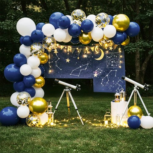 Netnology Navy Blue Gold Balloons Set, 60Pcs 12 Inch Navy Blue White Metallic Gold and Gold Confetti Latex Balloon for Birthday Baby Shower Bridal Shower Wedding Graduation Party Decorations