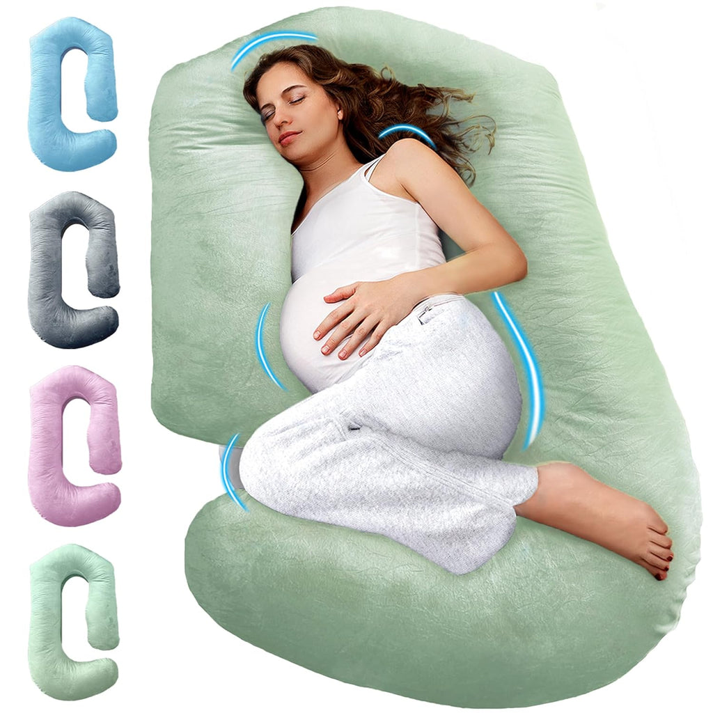 PILLANI Pregnancy Pillow - V C U Shaped 57" Full Body Support with Removable Washable Cover | Cooling Maternity Cushion