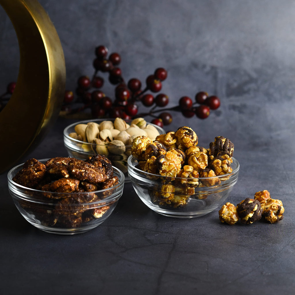 Lartique Mini 3.5 Inch Clear Glass Bowls - Set of 6, Modern Glass, Meal Prep or Dessert Bowls, Microwave & Dishwasher Safe