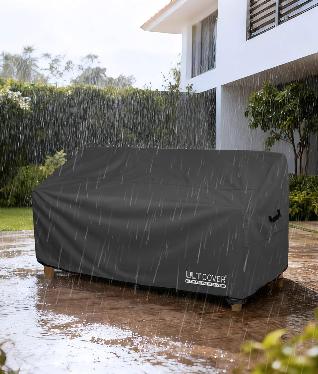 ULTCOVER Waterproof Patio Furniture Sofa Cover - 60" x 35" x 35" for Outdoor 2-Seater Loveseat - Black