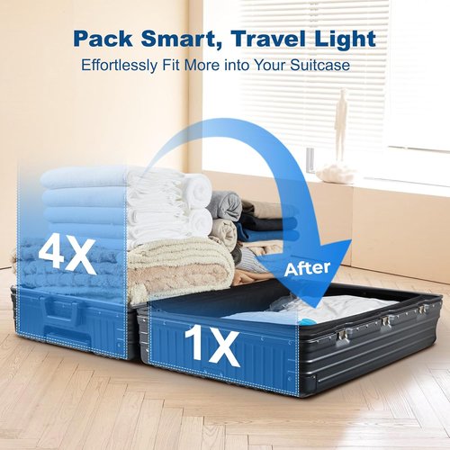 HOUSE DAY Vacuum Storage Bags - 30 Pack with Electric Pump | 4 Sizes for Clothing, Bedding & Travel - Airtight & Reusable