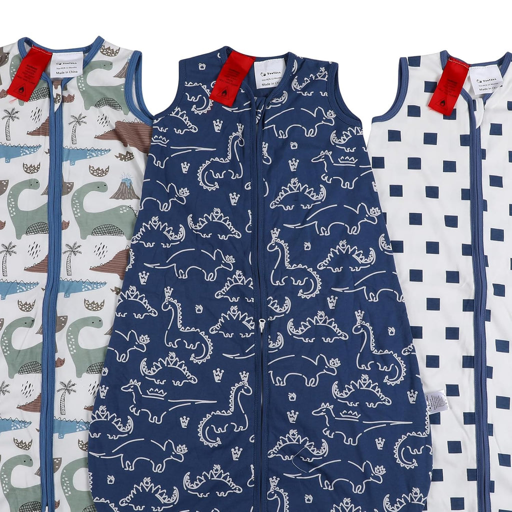 Yoofoss Baby Sleep Sack - 100% Organic Cotton Wearable Blanket | Lightweight 2-Way Zipper for 6-12 Months