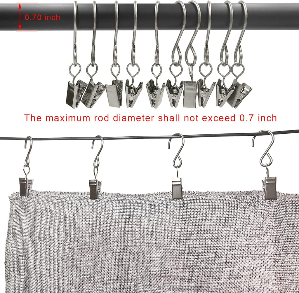 Stainless Steel S Hooks - 50 Pack Curtain Clips for Hanging Party Lights & Art Displays | 3 Inch, Silver