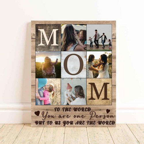 CSWMZQZY Custom Rustic Canvas Prints - Personalized Photo Collage Wall Art for Mother's Day | 6 Photos, Ready to Hang