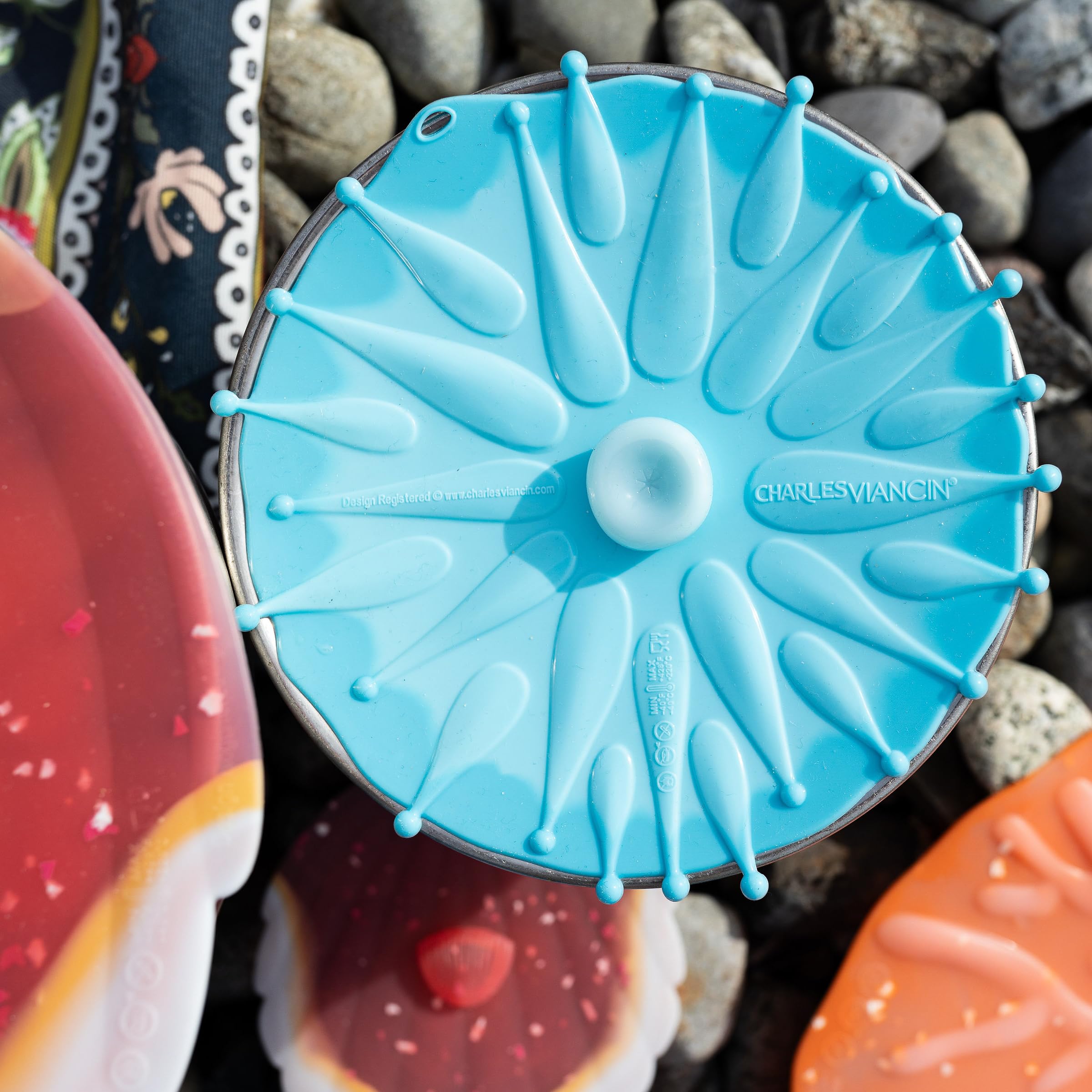 Charles Viancin - Coastal Silicone Lid for Food Storage - Set of 4 Lids - 11, 9, 8, and 6 Inch - Creates an Airtight Seal on Any Smooth Rim Surface