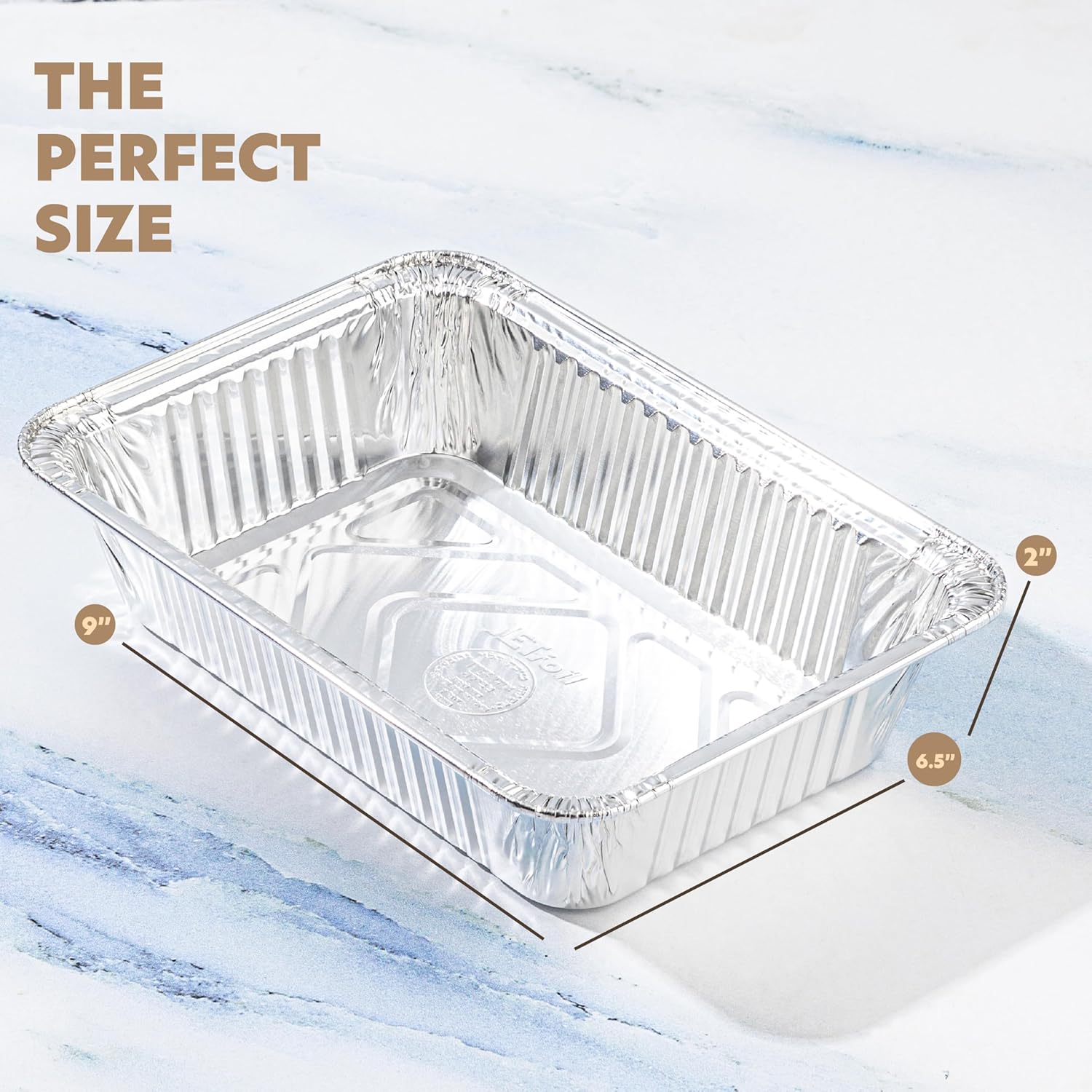 PlasticPro Aluminum Pans - Heavy Duty 2.25 lb Disposable Baking Pans with Covers | 10 Pack, 6.5'' x 9''