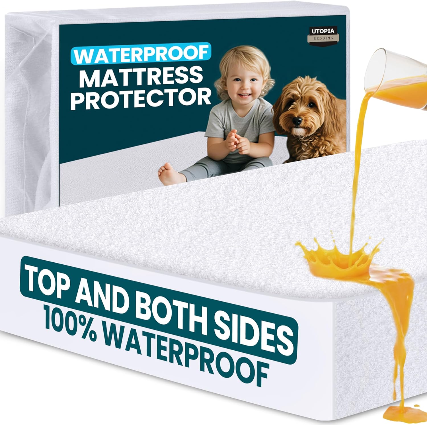 Utopia Bedding Waterproof Mattress Protector - Soft & Breathable Twin Size Fitted Cover