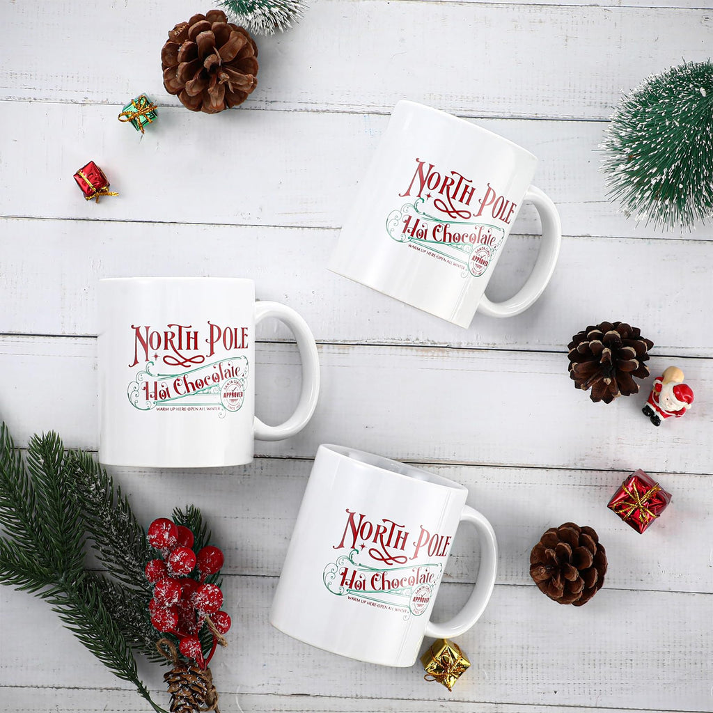 Yaomiao 16 Pcs North Pole Mug Hot Chocolate Mug Christmas Coffee Cup Christmas Gifts Santa Xmas Ceramic Cups with Handle for Women Men Team Employee Teacher Nurse