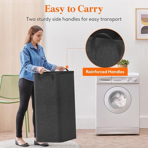 Lifewit 100L Large Tall Laundry Hamper - Collapsible & Portable Basket with Handles | Black