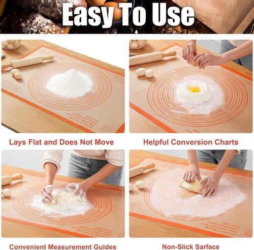 **Silicone Pastry Mat - 36x24 Inch Nonstick Baking Surface for Easy Dough Rolling & Pastry Prep**