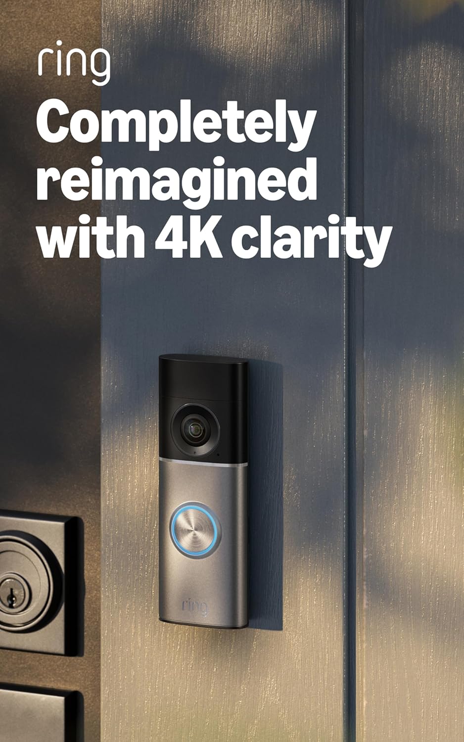 Ring Wired Doorbell Pro - 4K Retinal Video, 10x Zoom & Low-Light Vision | Deep Silver