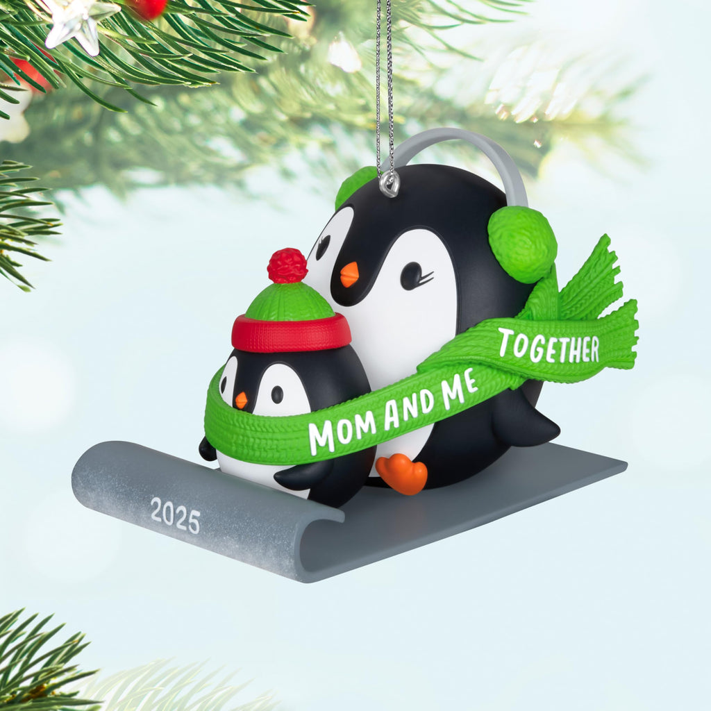Hallmark Keepsake Christmas Ornament, Mom & Me Penguins Sledding, Year-Dated 2025