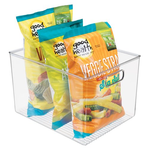 Linus Multi-Purpose Storage Bin with Handles for Kitchen, Pantry, Cabinet, Nursery, Crafts - 12" x 10" x 8", Clear