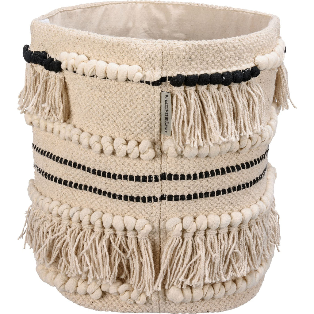 Primitives by Kathy Black Tassels Decorative Bin