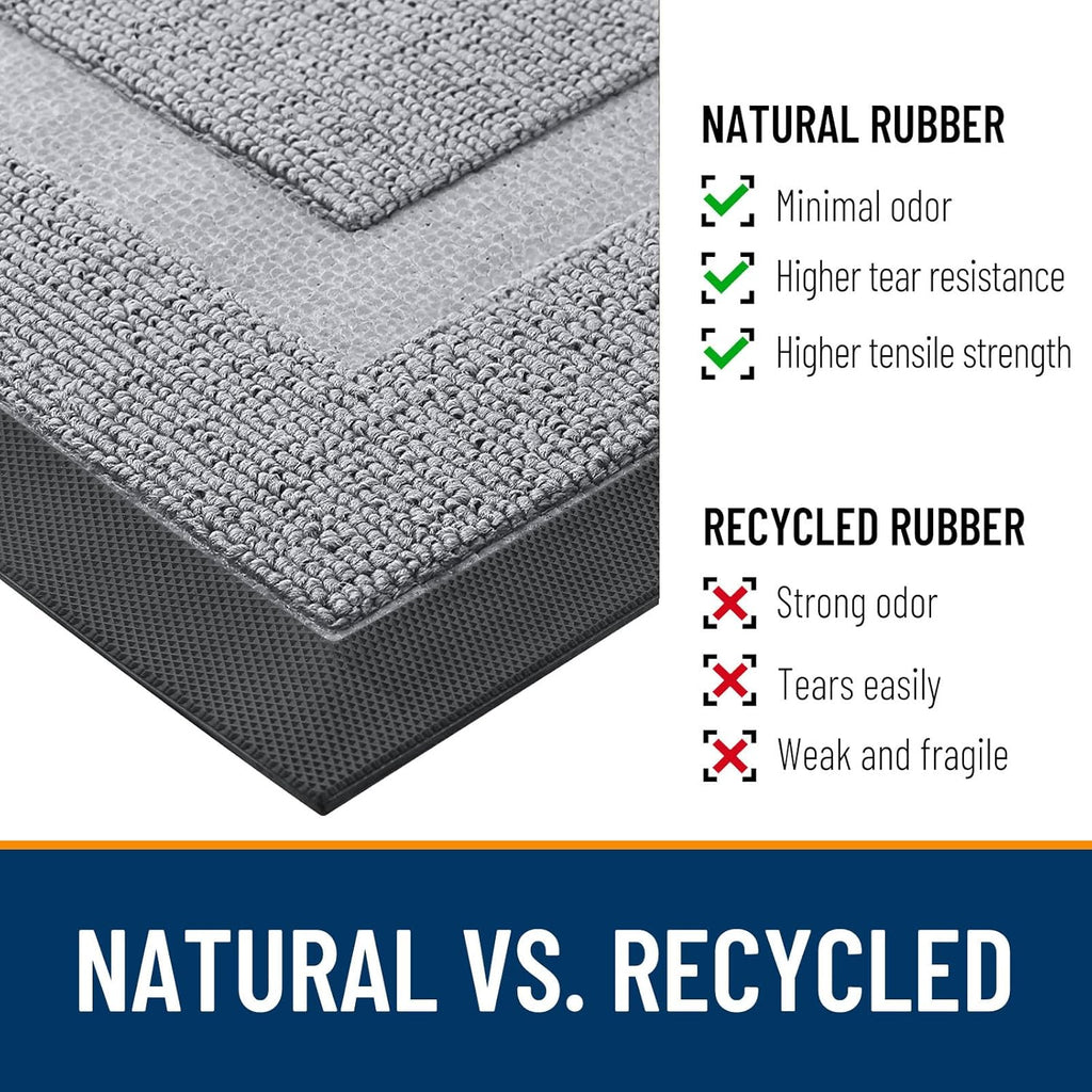 OLANLY Waterproof Front Door Mat - All-Season Indoor/Outdoor Doormat | Sturdy Natural Rubber, 33x21, Silver Gray