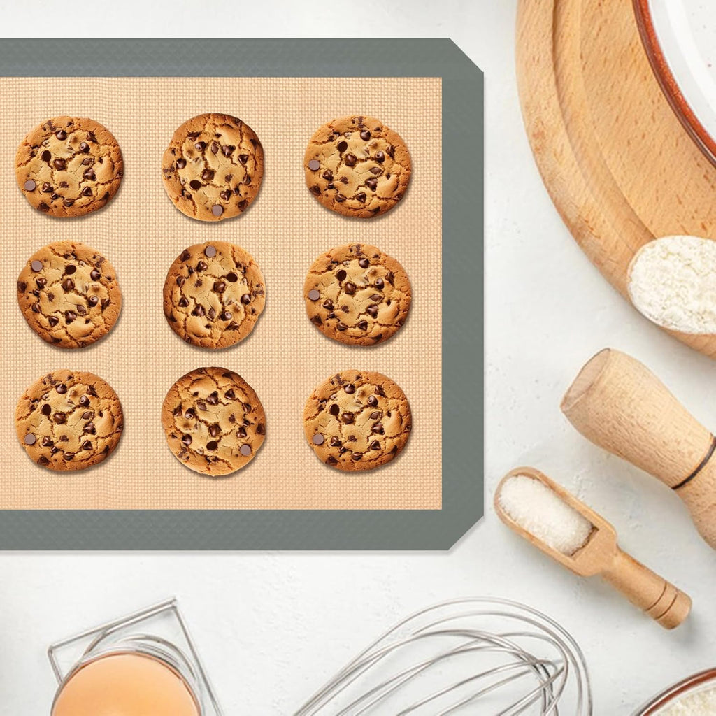 Skiennix Silicone Baking Mats - Non-Stick Baking Sheets for Cookies & Pastries | Set of 3, Grey