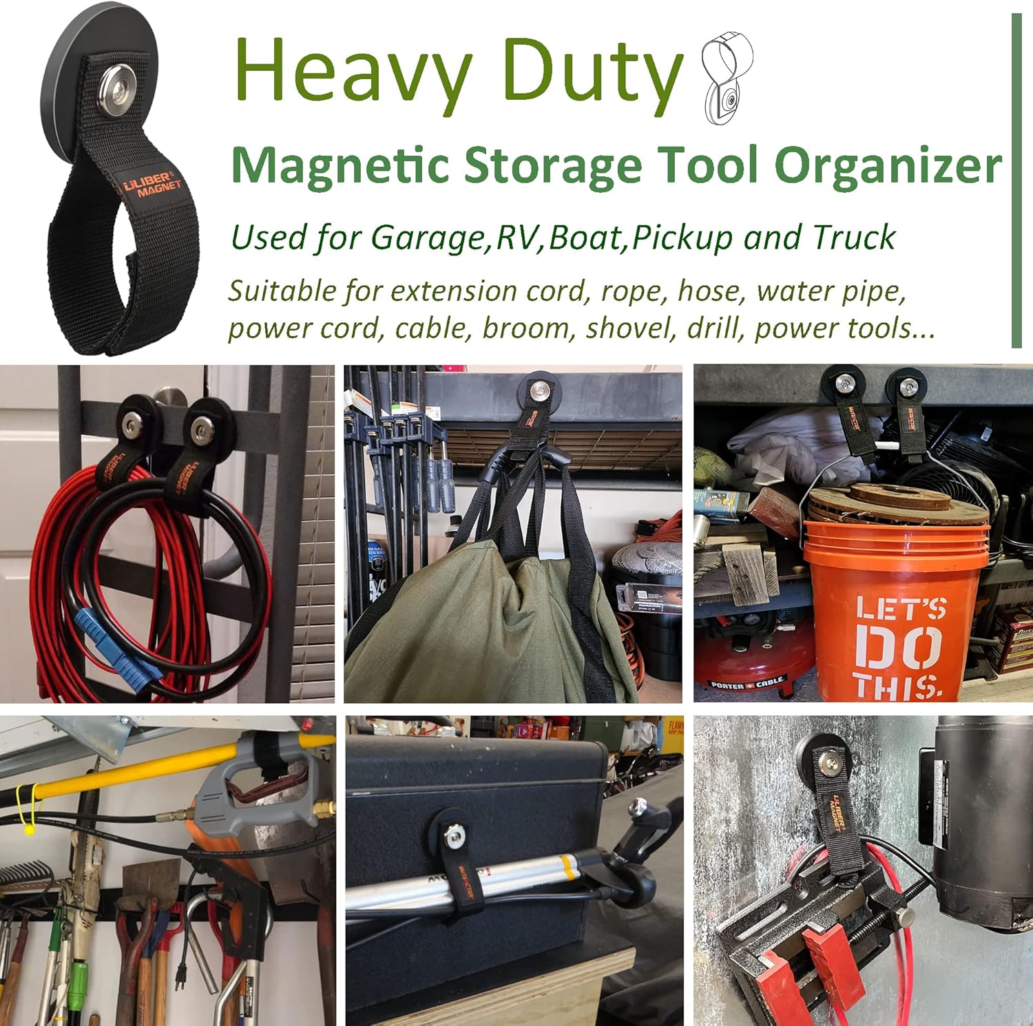 ULIBERMAGNET Strong Magnetic Hooks - Heavy Duty Tool Organizer for Cords, Cables & More | 2 Pack, 3.46 Inch