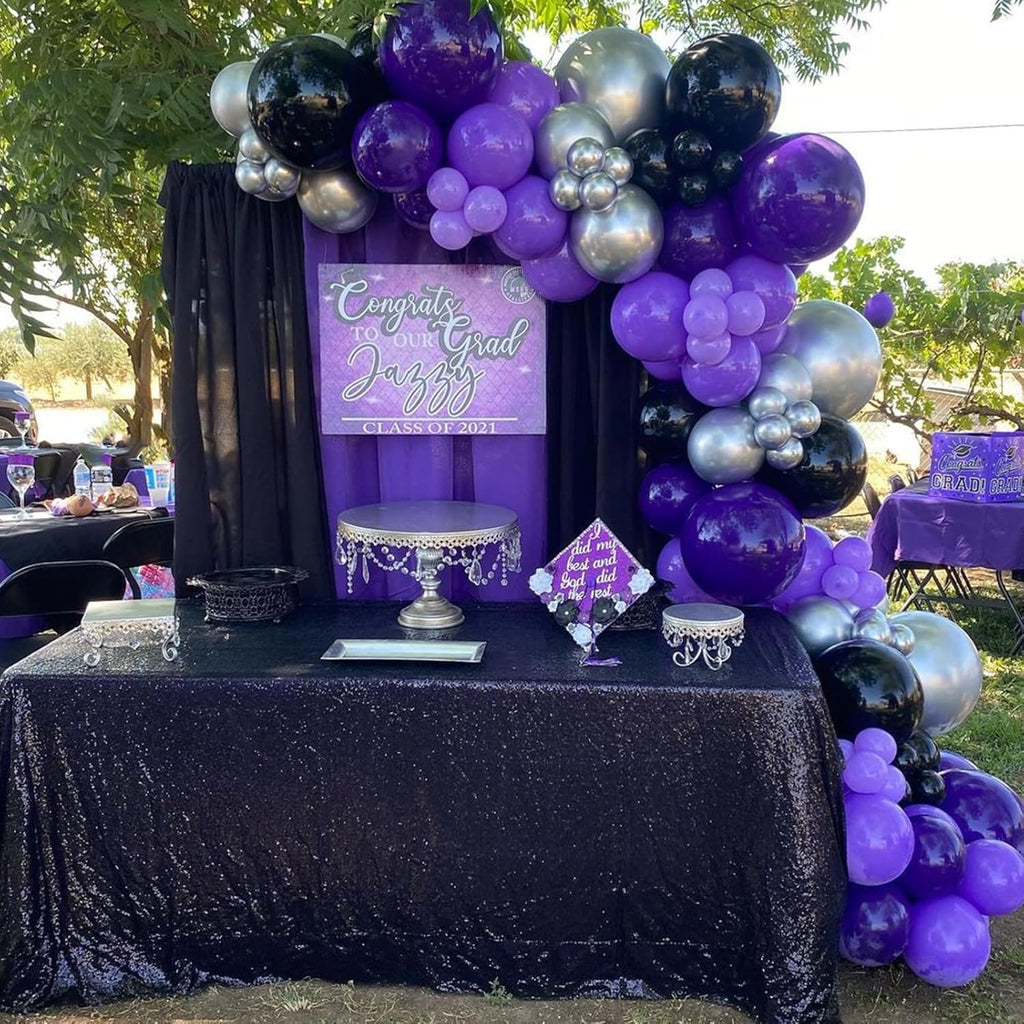 Skiennix 12-Inch Purple and Black Latex Balloons - 67pcs for Birthday, Graduation, and Party Decor