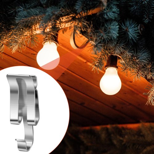 Zonon 200 Pcs Christmas Light Clips Metal Gutter Hooks for Outdoor Xmas Hangers for Shingles Roof Seasonal Lighting Gutter Clips Hanging Festival Xmas Outside Decoration