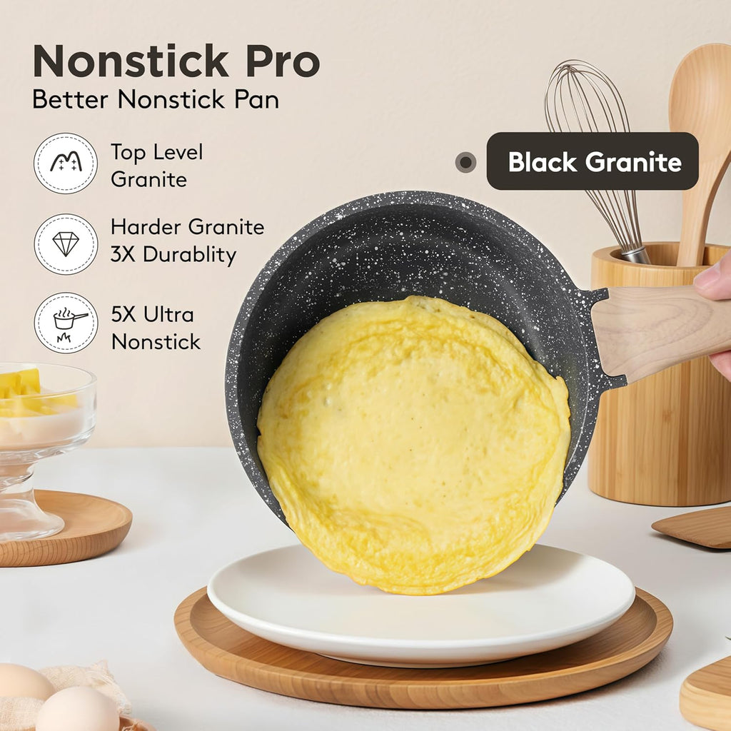 Skiennix Non-Stick Sauce Pan - Lightweight 1.5Qt Cooking Pot with Glass Lid | Induction Compatible