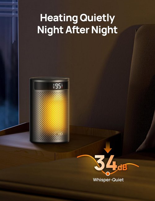 DREO Portable Space Heater - 1500W PTC Ceramic with Thermostat, Remote & Eco Mode - Ideal for Office & Bedroom