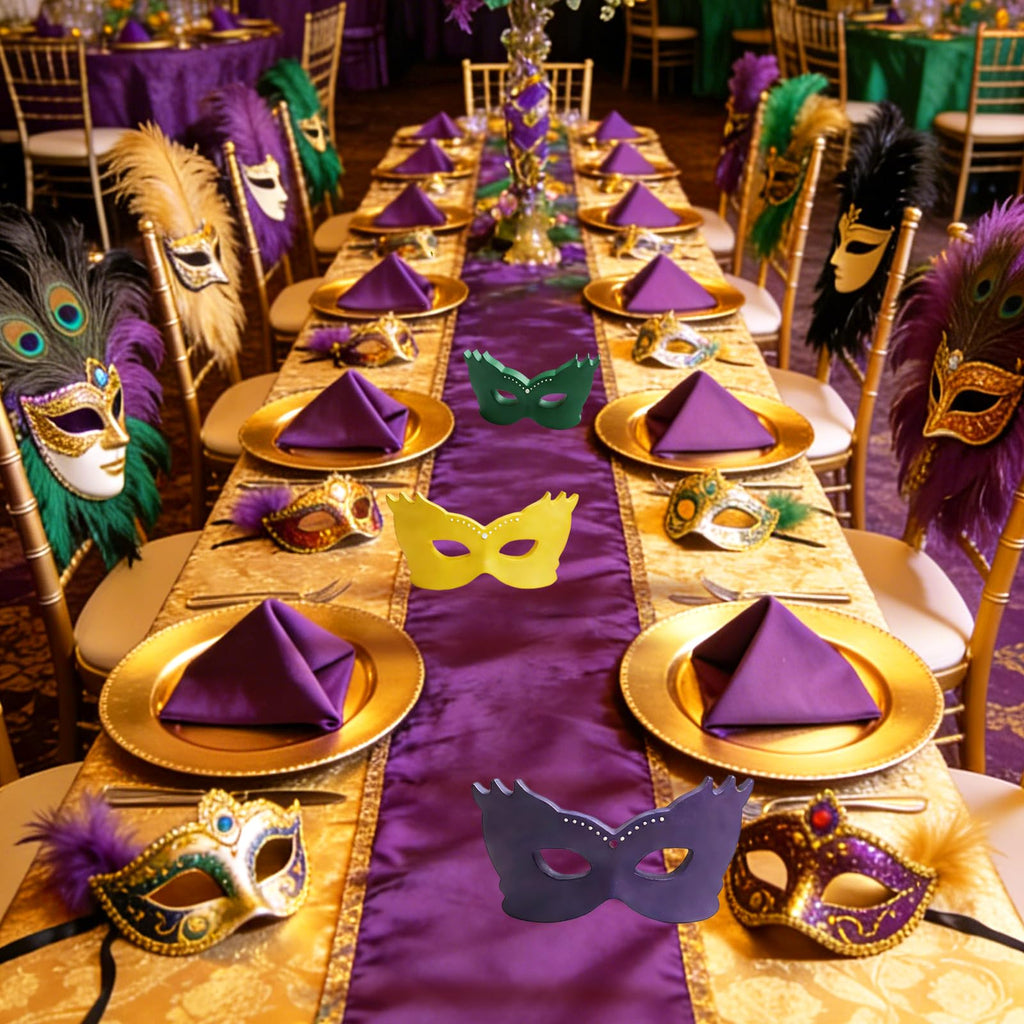 SNILOAW 3PCS Mardi Gras Mask Decorations Wooden Mask Table Sign Mardi Gras Centerpiece Block Mardi Gras Tiered Tray Tabletop Decor for Office, Dining Room Masquerade Party