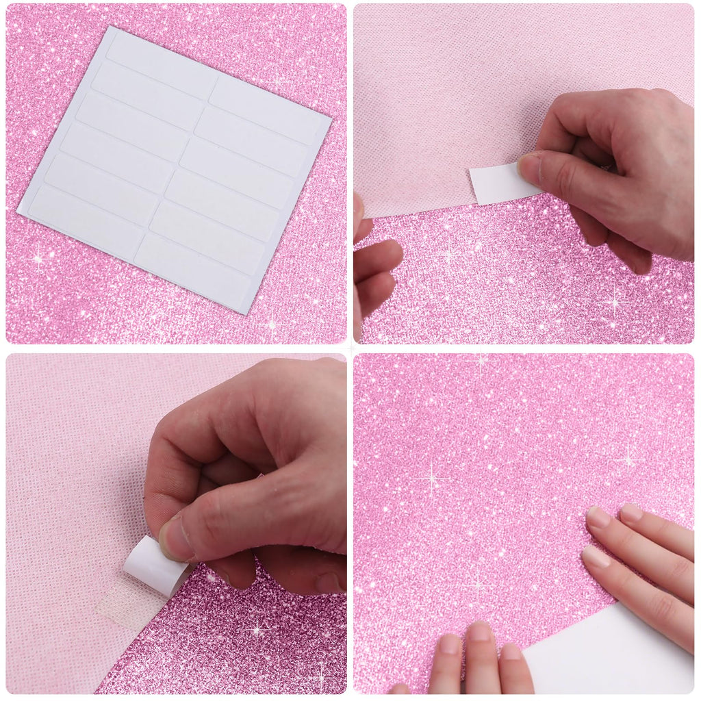 Glitter Carpet Runner for Party -200 GSM Thickness Non-Woven Fabric Runner Rug with Adhesive Tape, Hollywood Carpet for Event, Aisle Runner for Wedding Ceremony (Glitter Pink, 2.6FTx15FT)