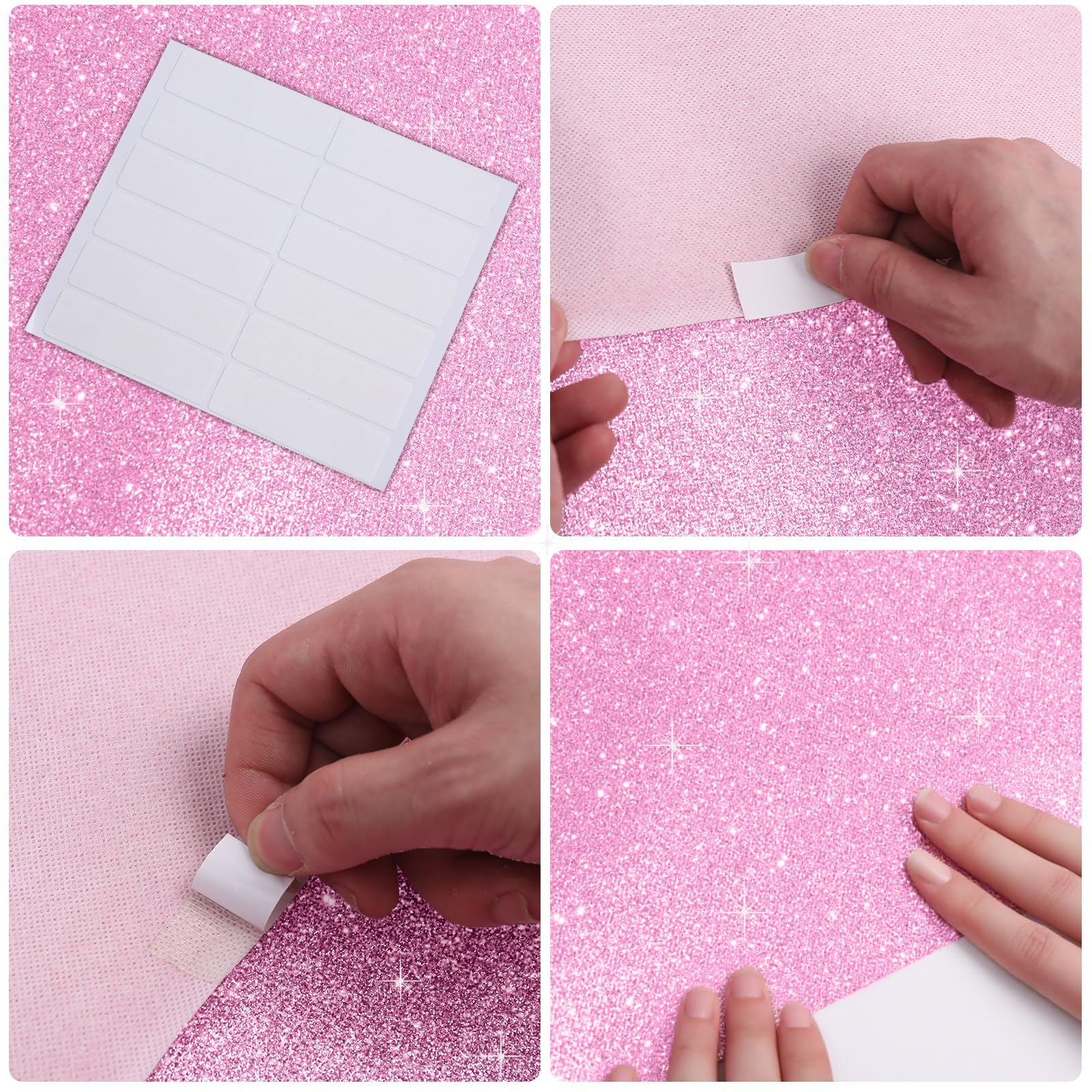 Glitter Carpet Runner for Party -200 GSM Thickness Non-Woven Fabric Runner Rug with Adhesive Tape, Hollywood Carpet for Event, Aisle Runner for Wedding Ceremony (Glitter Pink, 2.6FTx15FT)
