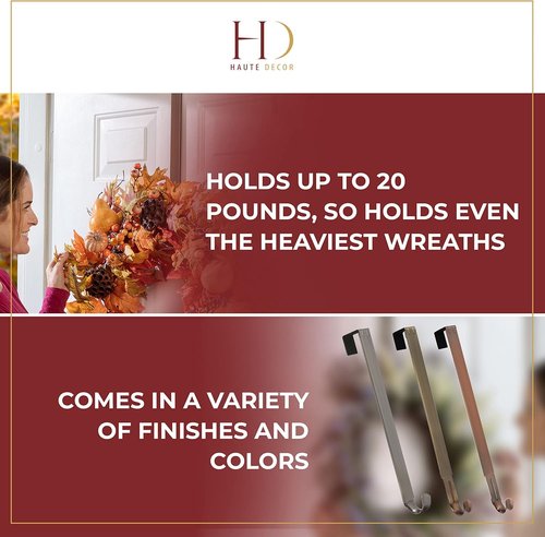Haute Decor Wreath Hanger - Adjustable Length with 20 Lb. Capacity for Versatile Display
