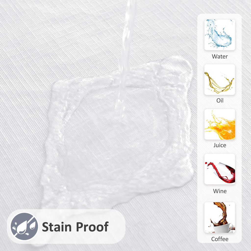 Enjoyidea Vinyl Tablecloth with Flannel Backing-6 Pack White 60x102 Inch Outdoor Waterproof Rectangle 6 Foot Plastic Table Cloths Sheets-Wipeable Heavy Duty Oilcloth for Picnic Party Camping Dining